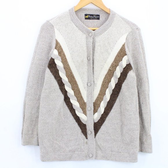 Baby Alpaca Sweater Cardigan Womens Gray Button Front Knit Made In Peru Size XL - Picture 1 of 8